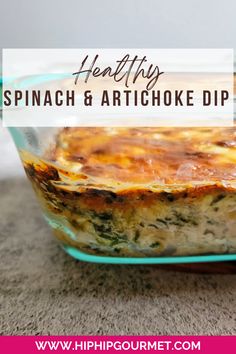 side view of spinach artichoke dip in a glass baking dish Fresh Spinach Artichoke Dip, Artichoke And Spinach Dip, Healthy Spinach Artichoke Dip, Artichoke And Spinach, Creamy Spinach Dip, Spinach Artichoke Dip Recipe, Spinach And Artichoke Dip, Artichoke Dip Recipe, Classic Appetizers