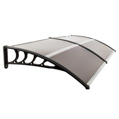 a black and white awning on top of a table