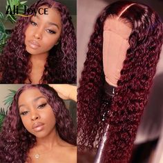 Lace Closure Hairstyles, Curly Lace Wig, Long Red Hair, Curly Human Hair Wig, Curly Lace Front Wigs, Hair Closure, Burgundy Hair, Lace Closure Wig, Cap Hair