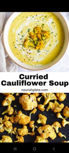 the recipe for curried cauliflower soup is shown