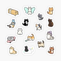 many different types of cats stickers on a white background