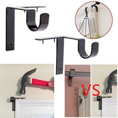 Arrives by Tue, Sep 12 Buy Follure Single Hang Curtain Rod Holders Bracket Into Window Frame Curtain Rod Bracket at Walmart.com Country Embroidery, Double Curtain Rod Brackets, Installing Curtain Rods, Hanging Curtain Rods, Curtain Rod Hooks, Wooden Window Frames, Curtain Hangers, Curtain Installation, Curtain Brackets