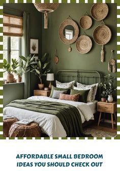 a bedroom with green walls and white bedding is featured in the article, how to decorate