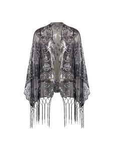 PRICES MAY VARY. Material: High quality polyester fabric, sequins and fringe. Size: 63.4"/161cm x 23.8"/60.5cm (length of fringe not included); Length of fringe: 8.7"/22.1cm. Design: See-through evening shawl embellished with shimmering sequins, embroidered hearts and peacock patterns, braided tassels dangling from the ends. Features: This chiffon wrap with glittering decorative sequins will pair perfectly with your dazzling 1920s flapper outfit. The rectangle design offers versatile wearing sty Evening Shawls And Wraps, Flapper Outfit, Evening Wraps, Evening Shawls, Bridal Shawl, Chiffon Wrap, Bridal Wrap, Weaving Designs, Animal Print Scarf