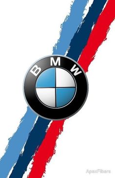 the bmw logo is shown on a white background with blue, red and black stripes