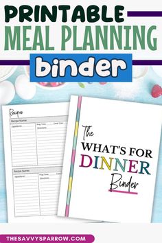 the printable meal planning binder for dinner