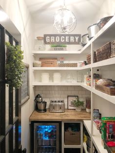 the pantry is stocked with all kinds of food