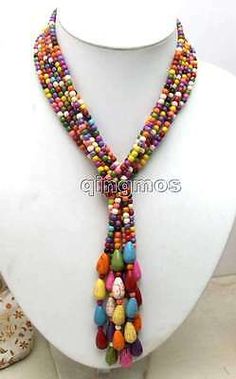 Multi-Color 4mm Round TURQUOISE 3 Strands 45" Long Necklace for Women nec5668 | eBay Handmade Necklaces Beads, White Coral Necklace, Pink Baroque, Necklaces Beads, Rosa Coral, Red Coral Necklace, Beaded Necklace Diy, Rainbow Necklace, White Pearl Necklace