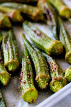 the green vegetables are ready to be cooked in the oven or on the grilling pan