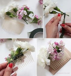 the process of making flower hair combs