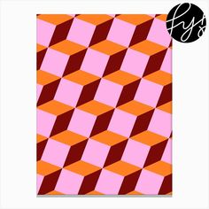 an orange and pink square pattern with the letter s on it's center corner