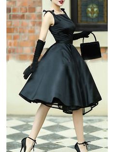 Vintage Inspired Dresses Formal, Black Dress With Bows, Vintage Dress 50s, Cocktail Dress Elegant, 1950s Party Dresses, Pleated Skater Dress, Sparkle Prom Dress, Plus Size Vintage Dresses, Cheap Cocktail Dresses