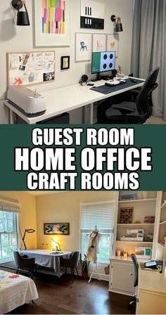 two pictures with the words guest room home office craft rooms