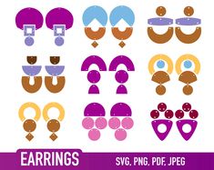 the clipart collection features different shapes and sizes for earring design, including an image of