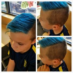 Boys Hair Dye Ideas, Kids Hair Dye Ideas, Dye Hairstyle, Hair Dye For Kids, Hair Dye Styles, Boys Dyed Hair, Pelo Color Vino, Boys Blue Hair, Teen Haircuts