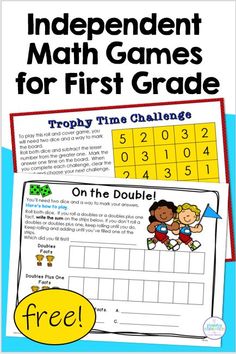 Free first grade games for one player Math Games For 1st Grade, Third Grade Classroom, Math Center Activities, Challenging Games