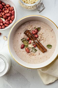 peanut porridge in a bowl Porridge Jamaican, Jamaican Porridge, Peanut Porridge, Peanut Punch, Jamaican Breakfast, Oat Porridge, Popular Breakfast Recipes, Oats Porridge, Oatmeal Porridge