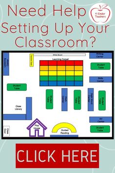 a classroom map with the words, need help setting up your classroom? click here