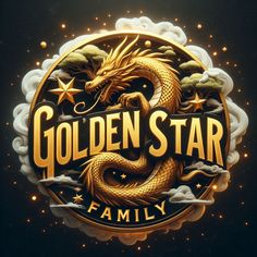 the golden star family logo with a dragon on it