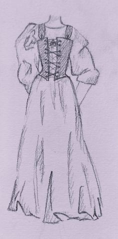 a drawing of a woman in a dress