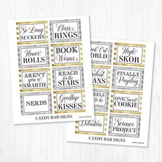 printable wedding signs with gold and silver stripes