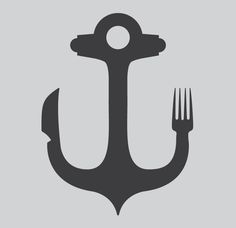 an anchor with a fork and knife