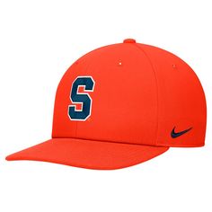 Complete your Syracuse Orange game day look with this Pro Snapback Hat from Nike. With its structured fit and mid-crown design, this Syracuse Orange hat offers a timeless look that's perfect for game day or any casual occasion. The embroidered team graphic on the solid front panels pops against the team-colored crown and bill, while the snap closure ensures you'll always enjoy the ideal fit. College Flat Bill Trucker Hat For Baseball Season, Collegiate Curved Brim Fitted Hat For Baseball Season, Collegiate Fitted Hat With Curved Brim For Baseball Season, College Baseball Cap For Baseball Season, College Baseball Season Cap With Visor, College Baseball Season Visor Cap, Collegiate Six-panel Adjustable Baseball Cap, Adjustable Collegiate Six-panel Baseball Cap, Sports Fan Flat Brim Fitted Baseball Hat