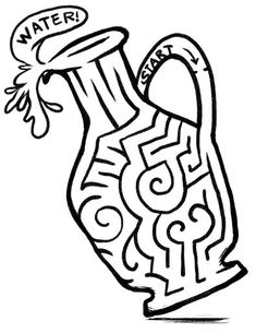 a black and white drawing of a vase with the word water on it's side