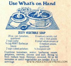 an old recipe for soup with instructions on how to use what's on hand