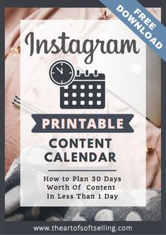 the printable content calendar for instagram