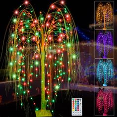 PRICES MAY VARY. 【18 Colors Lighted Willow Tree 】One willow tree light have 288 RGB cooper wire LEDs, lighted willow tree has16 different individual colors and 2 mixed color modes which could be remote controlled.This is a great design: Pay for one, get 18 colors effects.Depending on the holiday you can change the color to match the holiday or event.Purple orange lights for Halloween, Colorful lights for Christmas, Green lights for St. Patrick's Day, Red white blue lights for Independence Day. 【 Christmas Tree Store, Weeping Willow Tree, Light Up Tree, Twig Tree, Halloween Christmas Decorations, Outdoor Christmas Tree, Weeping Willow, Artificial Trees, Color Changing Lights