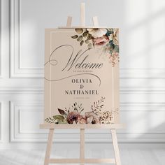 Elegant Watercolor Floral Wedding Welcome Sign Editable Template Wedding Welcome Canvas, Wedding Welcome Signage, Welcome Signage, Wedding Welcome Board, Candle Wedding Centerpieces, Wedding Painting, Candle Wedding, Welcome Board, Elegant Watercolor