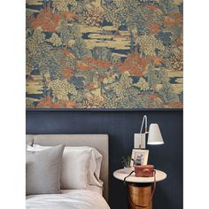 With a blend of rich and serene colors, this Tory Garden unpasted wallpaper pattern by Seabrook Designs is a modern take on a traditional style. Entry Stairway, Atlanta Airport, Front Door Entry, Toile Wallpaper, Bedroom Mood Board, Hotel Indigo, Wallpaper Paper, Bedroom Updates, Drops Patterns