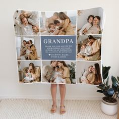 a family photo collage with the words grandpa printed on it