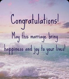 congratulations card for marriage with ocean waves and sky in the backgroung background