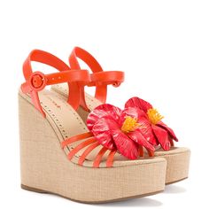 Another important addition to our Spring lineup, this new wedge features all of our favorite things. Equal parts sweet and sexy with a chic combo of leather and raffia, the platform silhouette elongates legs while keeping you comfortable on your feet no matter where your day may take you. Fran Fine, Comfortable Wedges, Cute Heels, Aesthetic Shoes, The Platform, Swag Shoes, Orange Leather, Thick Heels, Pretty Shoes