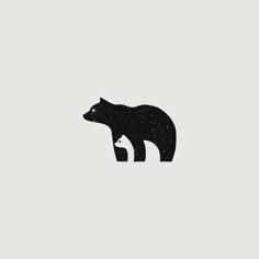 the bear and cub are depicted in this black and white illustration, which is part of a series of minimalist images