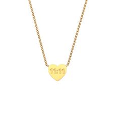 11:11 Gold Heart Necklace. 11:11 Necklace, Heart Pendant Necklace Gold, Number 11, Gold Heart Necklace, Angel Number, The Angel, Gold Chain Necklace, Gold Heart, A Sign