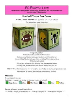 the instructions for how to make a football tissue box cover