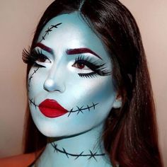 Sally Halloween Costume, Sally Makeup, Nightmare Before Christmas Costume, Sally Costume, Holloween Makeup, Cute Halloween Makeup, Halloween Makeup Ideas, Halloween Makeup Pretty, Cool Halloween Makeup