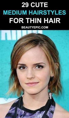 Easy Hairstyles For Thinning Hair, Haircuts For Thinning Hair Over 50, Feminine Haircuts, Girls Haircut, Cute Medium Length Hairstyles, Fine Hair Cuts, Emma Bunton, Side Bangs Hairstyles