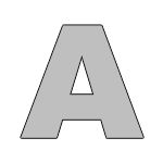 the letter is made up of two different shapes and sizes, including one in grey