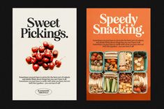 two book covers with different types of food in them, one is orange and the other is white