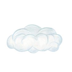 a drawing of a cloud in the sky on a white background with watercolor effect