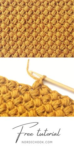 the crochet stitch is being worked on