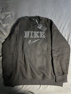 Vintage Nike Embroidered Logo Sweatshirt Mens L Faded As Is Worn Blue. Condition is New with tags. Shipped with USPS Priority Mail. Nike Cotton Long Sleeve Sweats, Nike Casual Sweater With Ribbed Cuffs, Casual Crew Neck Top With Embroidered Graphics, Nike Casual Crew Sweatshirt, Basic Nike Winter Tops, Casual Nike Cotton Sweater, Casual Streetwear Tops With Embroidered Graphics, Casual Tops With Embroidered Graphics For Streetwear, Nike Crew Sweatshirt For Winter