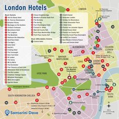 the london hotel map with all its locations