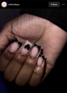 Y2k Nails Acrylic Short Black, Black Glitter Nails Short, Black Frenchies, Kid Nails, Black Nails Short, Black Prom Nails, Black Silver Nails, Black And Purple Nails, Black Acrylic Nail Designs