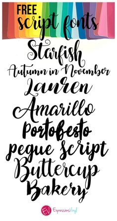 some type of lettering that is in different colors and font styles, with the words'free