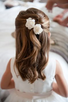 Communion Hairstyles, Simple Wedding Hairstyles, 2015 Hairstyles, Flower Girl Hairstyles, Half Updo, Wedding Flower Girl, Wedding Hair And Makeup, Hair Dos, Bridesmaid Hair